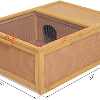 PawHut - Caseta de tortuga de madera de 37.0 in de largo, para interior de animales pequeños, jaula de reptil al aire libre - BESTMASCOTA.COM