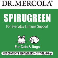 Dr. Mercola Spirugreen Superfood para mascotas – Ayuda a el sistema inmunológico – para gatos, perros, pájaros y los peces – contiene Espirulina y astaxanthin – 180 Tabletas - BESTMASCOTA.COM
