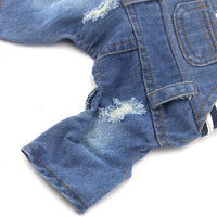 DoggyZSTYLE Ropa de perro gato azul rayado pantalones vaqueros de una sola pieza chaqueta trajes ropa con capucha Abrigos con capucha para cachorros pequeños y medianos - BESTMASCOTA.COM