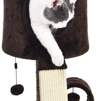 AmazonBasics - Torre para árbol de gatos con percha condominio, 12.0 x 12.0 x 20.0 in, color marrón oscuro - BESTMASCOTA.COM