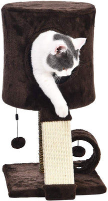 AmazonBasics - Torre para árbol de gatos con percha condominio, 12.0 x 12.0 x 20.0 in, color marrón oscuro - BESTMASCOTA.COM