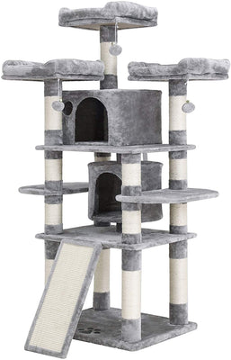 FEANDREA - Árbol de gato de varios niveles con ranura para rascador de sisal, postes de rascado, perchas de felpa y condo, centro de actividades para gatos y torre – para gatitos, gatos y mascotas - BESTMASCOTA.COM