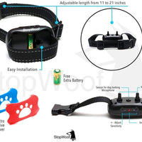 StopWoof - Collar de corteza para perros – Modo de cuidado humano, vibración y sonido – Dispositivo de entrenamiento sin choque para razas pequeñas, medianas y grandes – No daña el control vibratorio – reflectante y automático sin mando a distancia - BESTMASCOTA.COM
