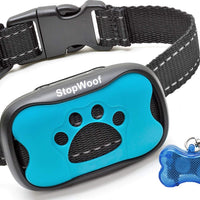 StopWoof - Collar de corteza para perros – Modo de cuidado humano, vibración y sonido – Dispositivo de entrenamiento sin choque para razas pequeñas, medianas y grandes – No daña el control vibratorio – reflectante y automático sin mando a distancia - BESTMASCOTA.COM