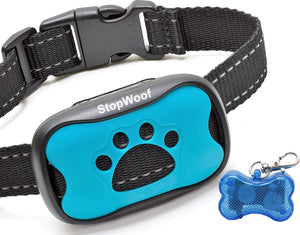 StopWoof - Collar de corteza para perros – Modo de cuidado humano, vibración y sonido – Dispositivo de entrenamiento sin choque para razas pequeñas, medianas y grandes – No daña el control vibratorio – reflectante y automático sin mando a distancia - BESTMASCOTA.COM