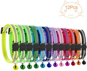 Petyoung - Paquete de 12 collares reflectantes para gatos, hebilla de liberación rápida con campana, collar ajustable para gato, 7.5 – 12.6 in - BESTMASCOTA.COM