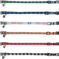 BWOGUE Collar para gato con campana – 6 paquetes de colores clásicos a cuadros, collares de seguridad ajustables para cachorro de gatito - BESTMASCOTA.COM