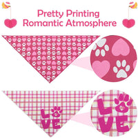 SCENEREAL Dog Bandanas Valentine's Day 2 Pack - Cute Triangle Scarf Pet Holiday Costume, Red Heart and Pink Plaid with Love Design for Dogs - BESTMASCOTA.COM