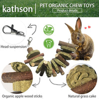 Juguetes para masticar conejos para moler dientes, Chinchilla Treats palos de bambú orgánico ramas de madera de manzana natural para conejos, cobayas, hámsters (2 unidades), Verde - BESTMASCOTA.COM