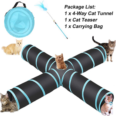 CO-Z Collapsible Cat Tunnel Tube Kitty Tunnel Bored Cat Pet Toys Peek Hole Toy Ball Cat, Puppy, Kitty, Kitten, Rabbit - BESTMASCOTA.COM