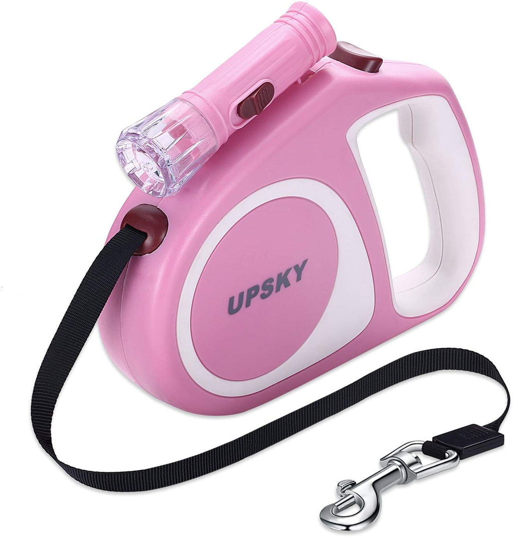 Upsky Correa retráctil para perro, 16 pies, escalable, correa para caminar para perro con linterna brillante para pequeño-mediano, libre de movimiento, un botón de rotura y bloqueo - BESTMASCOTA.COM