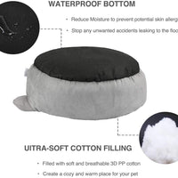 Cama redonda para cachorros y perros pequeños/cama lavable de 18,5 pulgadas con parte inferior impermeable y manta gratis - BESTMASCOTA.COM