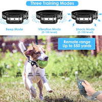 DELOMO Collar de choque para perro, collar de entrenamiento para perro con mando a distancia, IP67 impermeable collar eléctrico para perros con 3 modos de entrenamiento, 550 yardas de rango remoto collar de entrenamiento para perro - BESTMASCOTA.COM