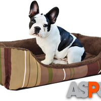 Cama para perro, motivo a rayas de ASPCA, micro tecnología, 28 por 20 por 8 pulgadas - BESTMASCOTA.COM