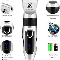 Bonve Pet Cortapelos para perros, kit de aseo para perros, cortaúñas eléctrico silencioso, recargable, profesional, cortaúñas para perros gruesos, perros, gatos y mascotas