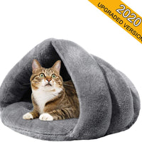 Mojonnie - Cama de gato con forro polar suave para calentar y calentar con forma de triángulo para gatos, invierno, mascotas - BESTMASCOTA.COM