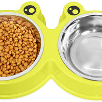 UPSKY - Cuencos dobles para gatos, para modelar, alimentador de agua alimentaria, antideslizante, acero inoxidable, para conejo y mascotas - BESTMASCOTA.COM