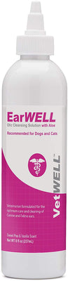 Vetwell - Limpiador de orejas de gato y perro, enjuague ótico para infecciones y control de levadura, ácaros y olor en mascotas, 8 onzas - BESTMASCOTA.COM