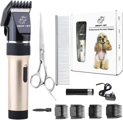 Máquina profesional para cortar pelo en perro y gato con cuchillas desmontables. Máquina inalámbrica, recargable, para cortar y recortar pelo grueso de mascotas, Dorado - BESTMASCOTA.COM