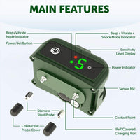 TBI Pro Collar de corteza de perro – Detección de ladridos inteligente profesional eficaz K9 – recargable con tres modos antipliegue: pitido, vibración para razas de perros pequeñas, medianas, grandes – IPx7 impermeable - BESTMASCOTA.COM