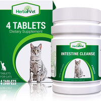 HerbalVet 10 Tablets Cat Intestinal Cleanse | Cat Dewormer Alternative | Cleansing Tablets for Cats, Promotes Intestinal Health | 4 Tablets, Works for Kittens | Helpful E-Book Included - BESTMASCOTA.COM