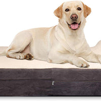 Cama para perro de espuma de memoria ortopédica de alta calidad de 7 pulgadas de grosor con almohada y funda extraíble fácil de lavar con parte inferior antideslizante. Incluye forro impermeable para perros grandes. - BESTMASCOTA.COM