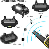 F-color collar de entrenamiento para perro, recargable e impermeable, collar de choque para perros con mando a distancia, 2600 pies, con luz LED vibrante de choque 4 modos para perros pequeños, medianos y grandes, color negro - BESTMASCOTA.COM