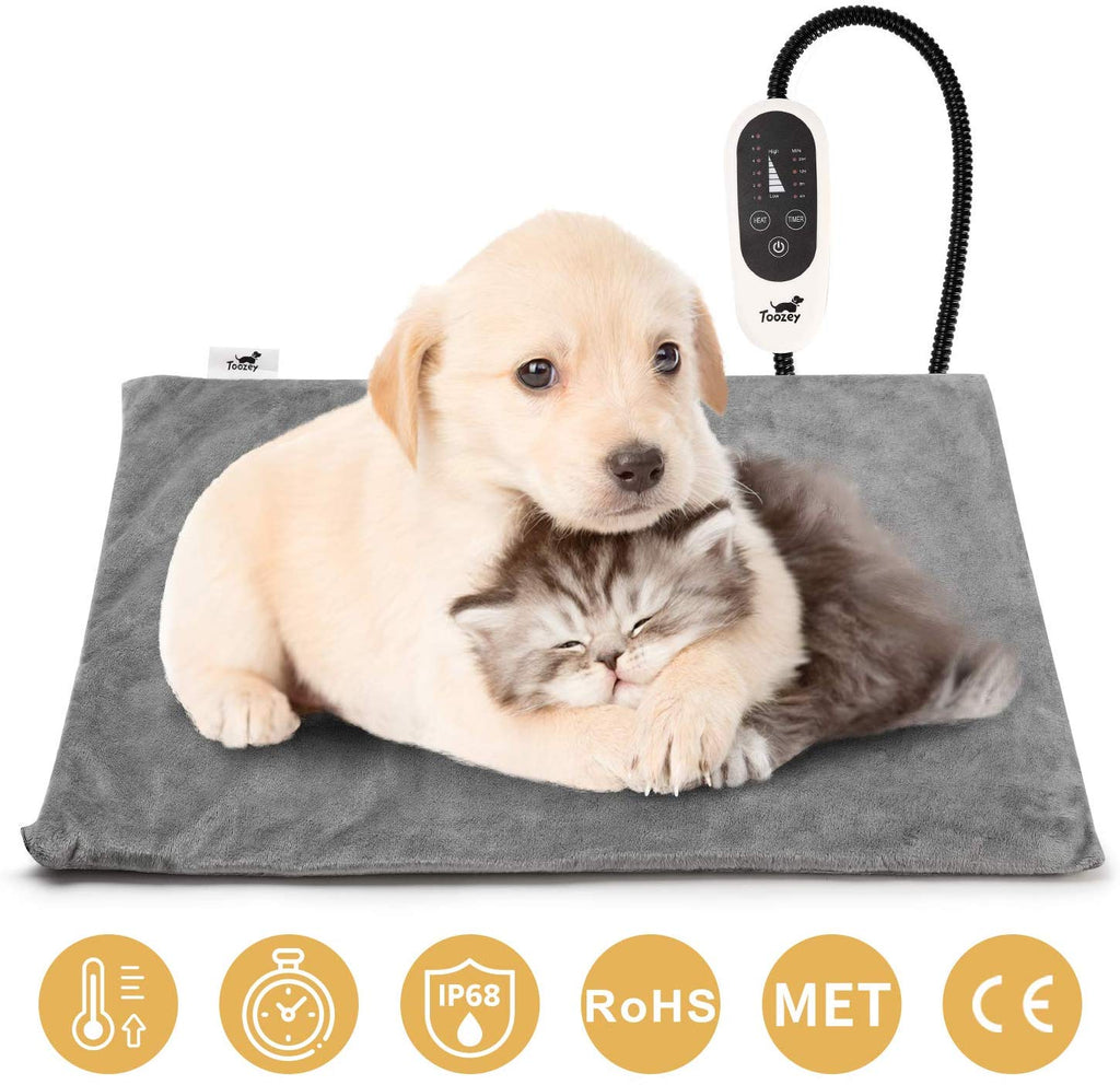 Toozey Almohadilla de calentamiento para mascotas, con temporizador, ajustable, impermeable, para gatos y perros con cable resistente a la masticación, almohadillas eléctricas para perros y gatos - BESTMASCOTA.COM