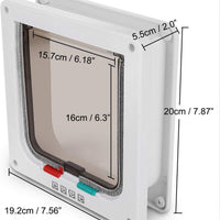 Depets - Puerta con solapa para gatos con 4 vías (tamaño externo 7.5 x 7.5 in), kit de puerta magnética para mascotas, color blanco, resistente a la intemperie, puerta para gatos y perros - BESTMASCOTA.COM