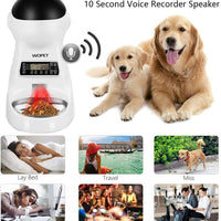 WOPET comedero para mascotas, cuenco de acero inoxidable, dispensador automático de alimentos para perros y gatos con temporizador programable, alarma de distribución, control de porciones, grabación de voz de hasta 4 comidas al día - BESTMASCOTA.COM