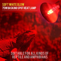 Bombilla infrarroja de calentamiento de luz roja de 75 W para mascotas 50 W UVA Spot Heat Lamp para reptiles y anfibios – Lizard Tortuga Snake Chameleon 2 unidades - BESTMASCOTA.COM