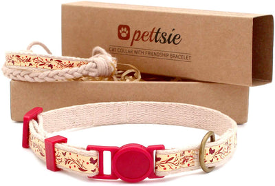 Pettsie - Pulsera de amistad con collar de gato y collar a juego, caja de regalo ecológica, anillo en D para accesorios, 100% algodón para mayor seguridad y comodidad, ajustable de 7.5 – 11.5 in - BESTMASCOTA.COM