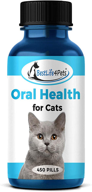 Oral Health for Cats Dental Treatment - Natural Stomatitis and Gingivitis Solution is Highly Effective for Feline Mouth Issues Including Tartar and Inflammed Gums - Easy to Use (450 pills) - BESTMASCOTA.COM