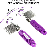 Herramienta de cepillo para rastrillo de pelo para mascotas con cuchillas largas de seguridad de 2.5 in para desenredar el pelo de la capa inferior estereada o anudada. - BESTMASCOTA.COM