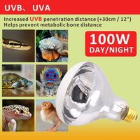 UVB Reptile Light - Bombilla de vapor de mercurio de 100 W de alta intensidad UVA UVB para reptiles y anfibios - BESTMASCOTA.COM