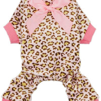 Fitwarm - Enterito para perro de terciopelo con estampado de leopardo con lazo - BESTMASCOTA.COM