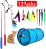 Juguete para gatos retráctil, 12 paquetes interactivos de plumas de gato, 9 recambios surtidos con campana para gato, gatito - BESTMASCOTA.COM