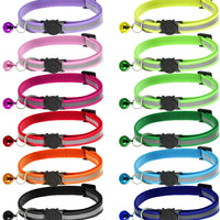 Petyoung - Paquete de 12 collares reflectantes para gatos, hebilla de liberación rápida con campana, collar ajustable para gato, 7.5 – 12.6 in - BESTMASCOTA.COM