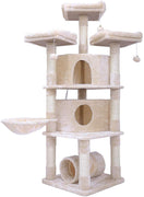 Hey-bro - Árbol para gatos con postes de sisal, 2 condominios de felpa más grandes, hamaca para gatitos, gatos y mascotas de 65 pulgadas - BESTMASCOTA.COM