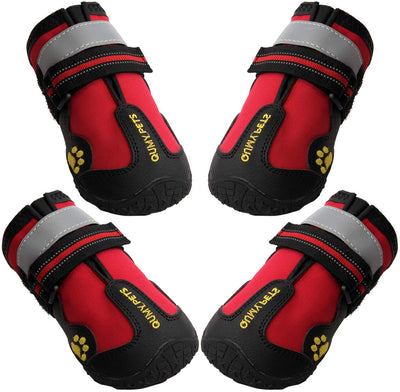 QUMY - Botas impermeables para perros grandes, con velcro reflectante, suela antideslizante, color negro, 4 unidades - BESTMASCOTA.COM