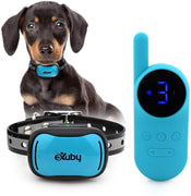 eXuby - Collar de choque pequeño para perros pequeños de 5 a 15 libras, collar más pequeño del mercado, combina sonido, vibración, choque, 9 niveles de intensidad, control remoto de bolsillo, batería de larga duración, diseño impermeable - BESTMASCOTA.COM