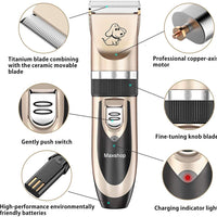 Maxshop Kit de corte de pelo para perros y gatos. Clippers eléctrico de bajo ruido recargable inalámbricos (Oro + Negro) - BESTMASCOTA.COM