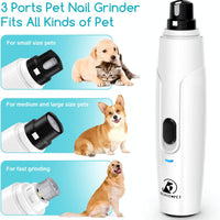 Bonve Pet - Molinillo de uñas eléctrico inalámbrico de 2 velocidades para gatos, recargable, cortadora de uñas de bajo ruido, sin dolor, para perros y gatos pequeños y medianos, grandes - BESTMASCOTA.COM