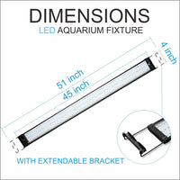 Barrina 48" Campana de Acuario Iluminación Cambiando Color Control Remoto Regulable RGB Luz LED para Acuario Tanque de Peces para Agua Fresca y Salada con Soporte Extensible, 45 a 50 Pulgadas 4FT - BESTMASCOTA.COM