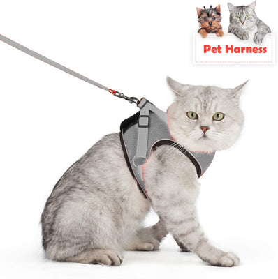 Arnés ajustable para mascotas, gato, gato, gato, gatito, arnés para caminar, chaleco de malla suave con tiras reflectantes, arnés para perros y gatos pequeños - BESTMASCOTA.COM