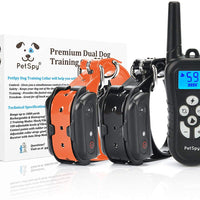 PetSpy collar de choque de entrenamiento de perro doble para 2 perros con pitido, vibración y choque eléctrico, recargable e impermeable E-Collar de entrenamiento Remoto. - BESTMASCOTA.COM