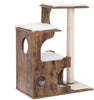 FEANDREA - Árbol de gato de 13.4 in, torre de gato mediano con 3 camas y cueva, condo de gato hecho de MDF con chapa de madera, poste de sisal y macetera sintética lavable, vintage rústico marrón y blanco UPCT70HW - BESTMASCOTA.COM