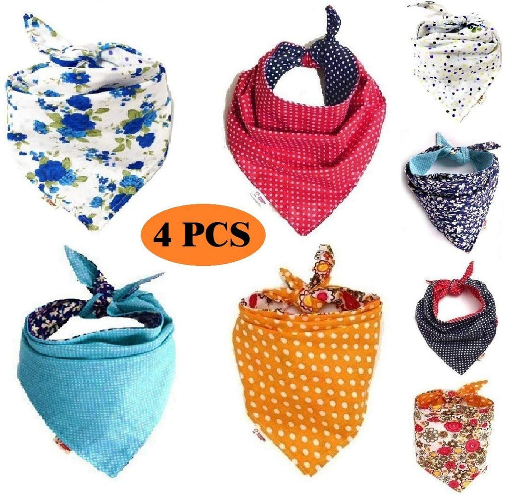 FUNPET (4 unidades) Bandana para perros, baberos triangulares, pañuelos coloridos, Accesorios para gatos y cachorros - BESTMASCOTA.COM