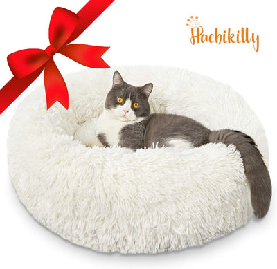 HACHIKITTY - Camas de perro de donut lavables a máquina, camas redondas para cachorros, tamaño mediano, auto calentamiento interior camas para mascotas - BESTMASCOTA.COM