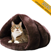 Mojonnie - Cama de gato con forro polar suave para calentar y calentar con forma de triángulo para gatos, invierno, mascotas - BESTMASCOTA.COM